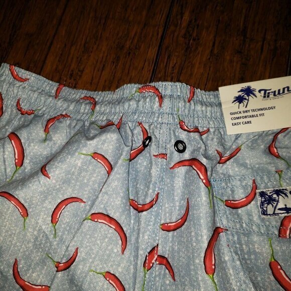 TRUNKS‎ Surf & Sun Co Blue Red Chili Pepper Novelty Mens Swim Sz M Quick Dry New - Picture 7 of 13